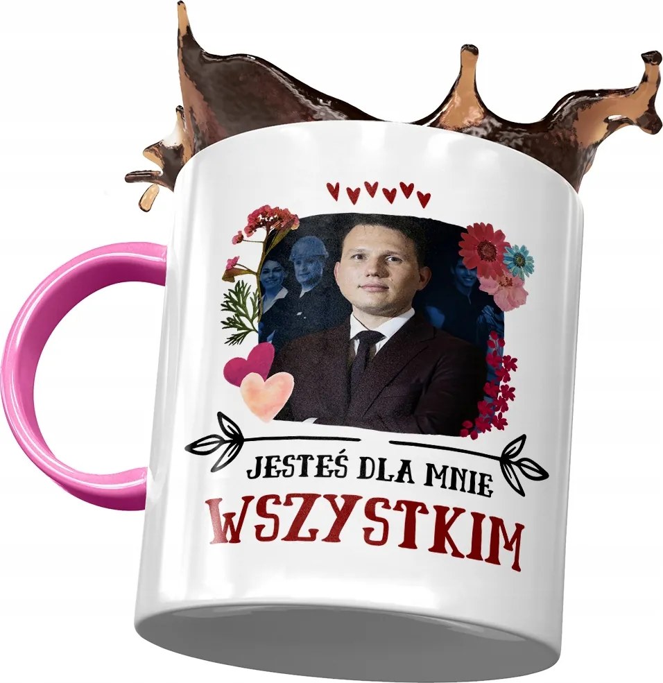 Rózsaszín Bögre Sławomir Mentzen XD Ajándék Nyomtatott Fotóval