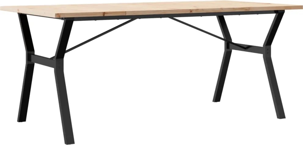 vidaXL tömör fenyőfa és acél étkezőasztal Y-vázzal 180x90x75,5 cm