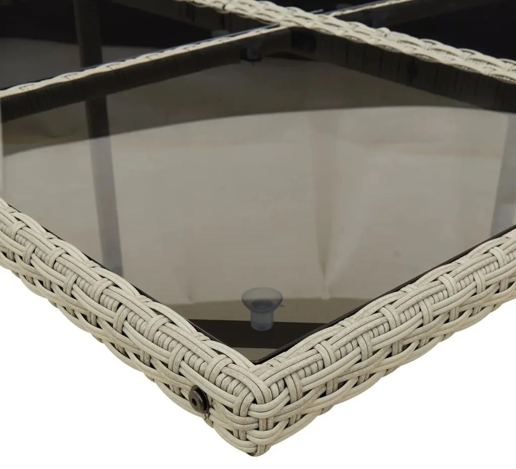 5részes világosszürke polyrattan kerti étkezőgarnitúra párnával