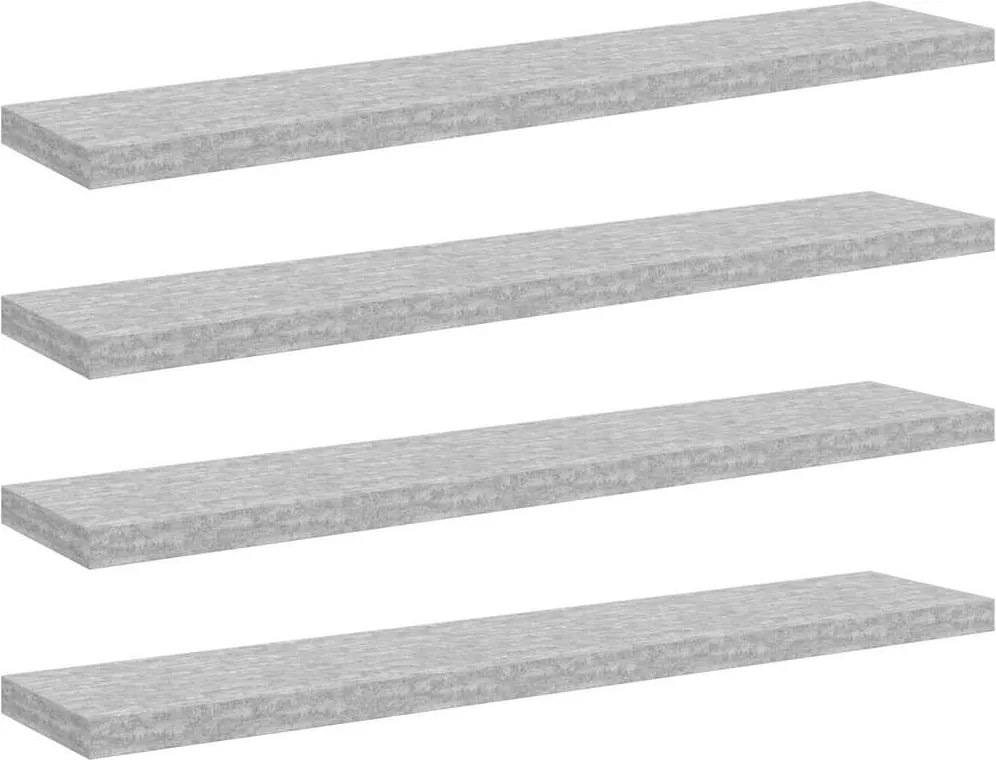 vidaXL 4 db betonszürke MDF lebegő fali polc 120 x 23,5 x 3,8 cm
