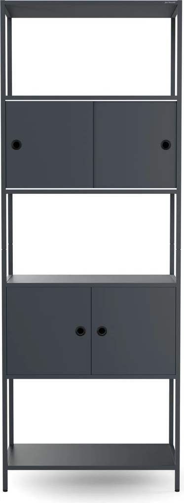 Iratrendező polc zárható szekrénnyel, irodai, nyitott polcok, fém antracit, 800x2200x400 mm: ARIEL
