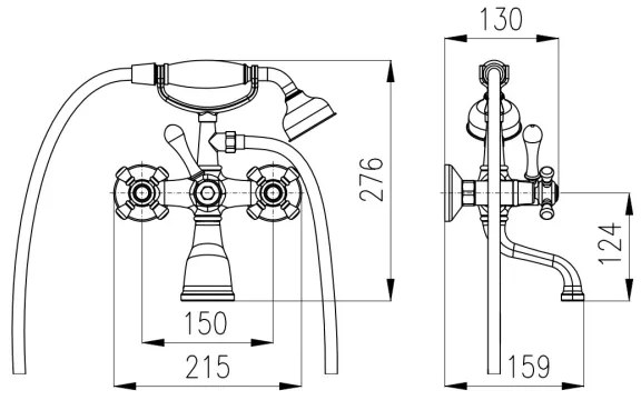 RAV Slezák MK159.5/2SM - MORAVA RETRO kádszett csapteleppel, antik sárgaréz