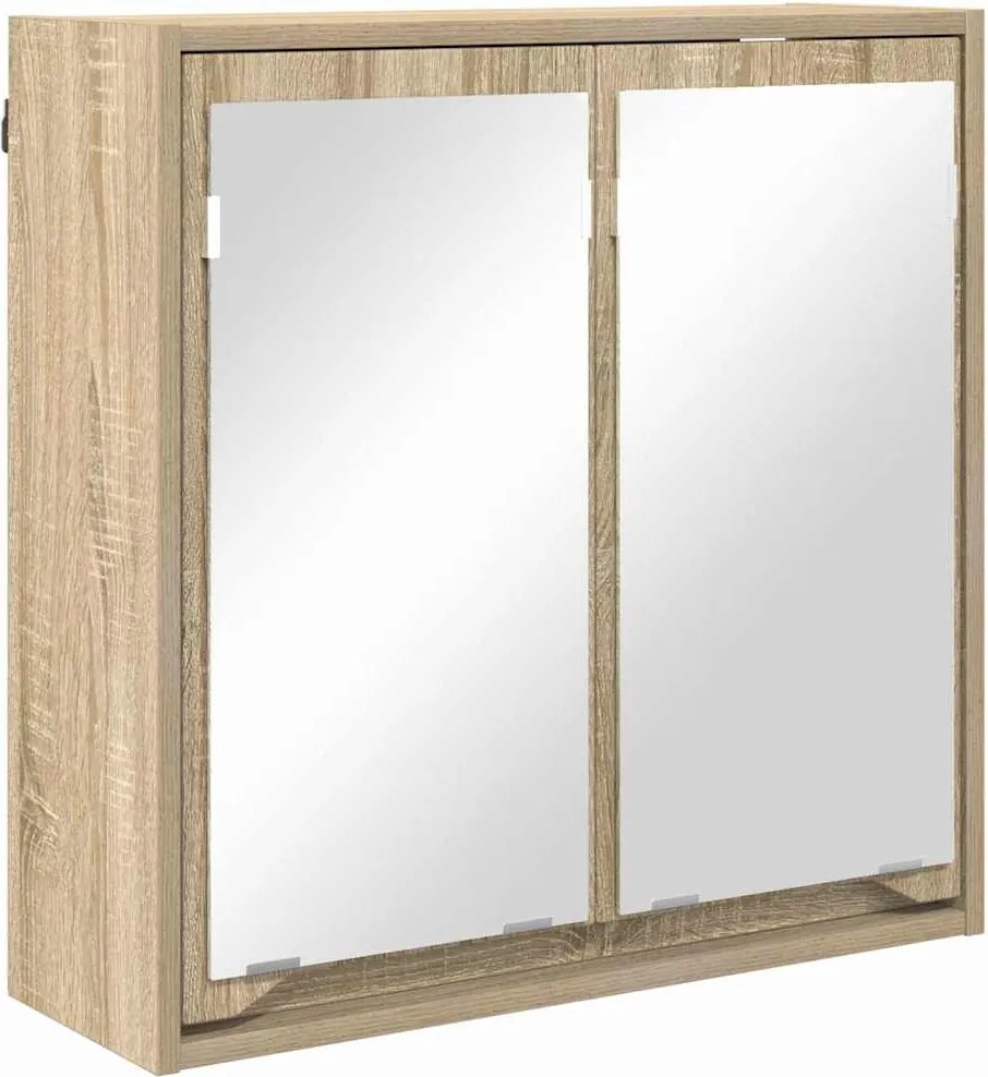 vidaXL Fürdőszobai tükörszekrény Sonoma tölgy 60 x 20 x 60 cm Faanyag