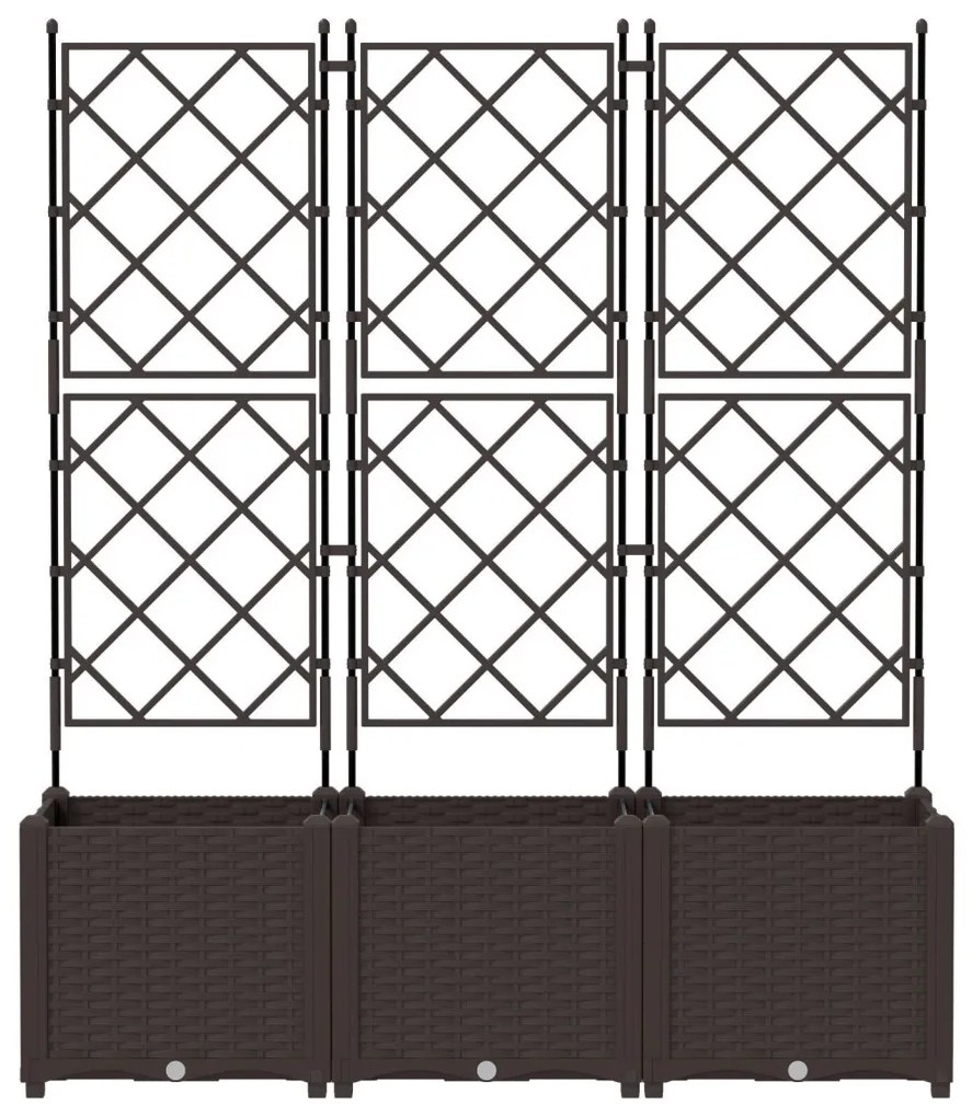 Kertvirágcserép rácsos 3 db Barna 120x40x143 cm