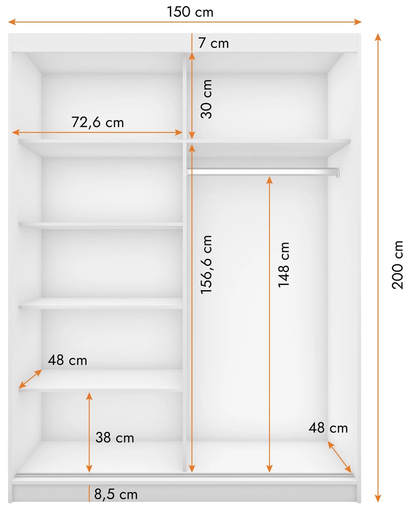 Ruhásszekrény Viola 06 (fehér + fehér). Akció -18%. 1071540