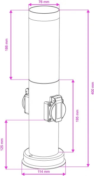 Brilagi - Kültéri lámpa 2 SCHUKO aljzattal, NOVA, 1xE27/15W/230V, 40 cm, IP44, antracit