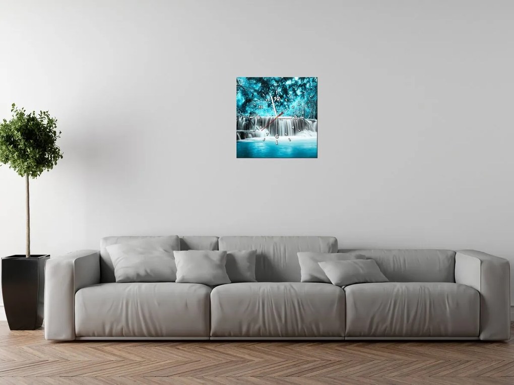 Gario Órás falikép Vízesés a kék dzsungelben Méret: 100 x 40 cm