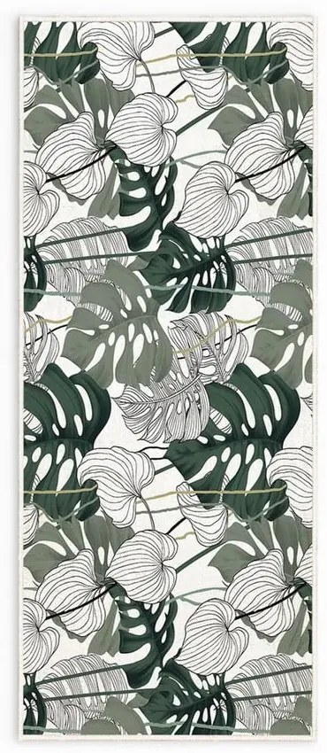 Fehér-zöld mosható szőnyeg 80x150 cm Monstera – Oyo Concept