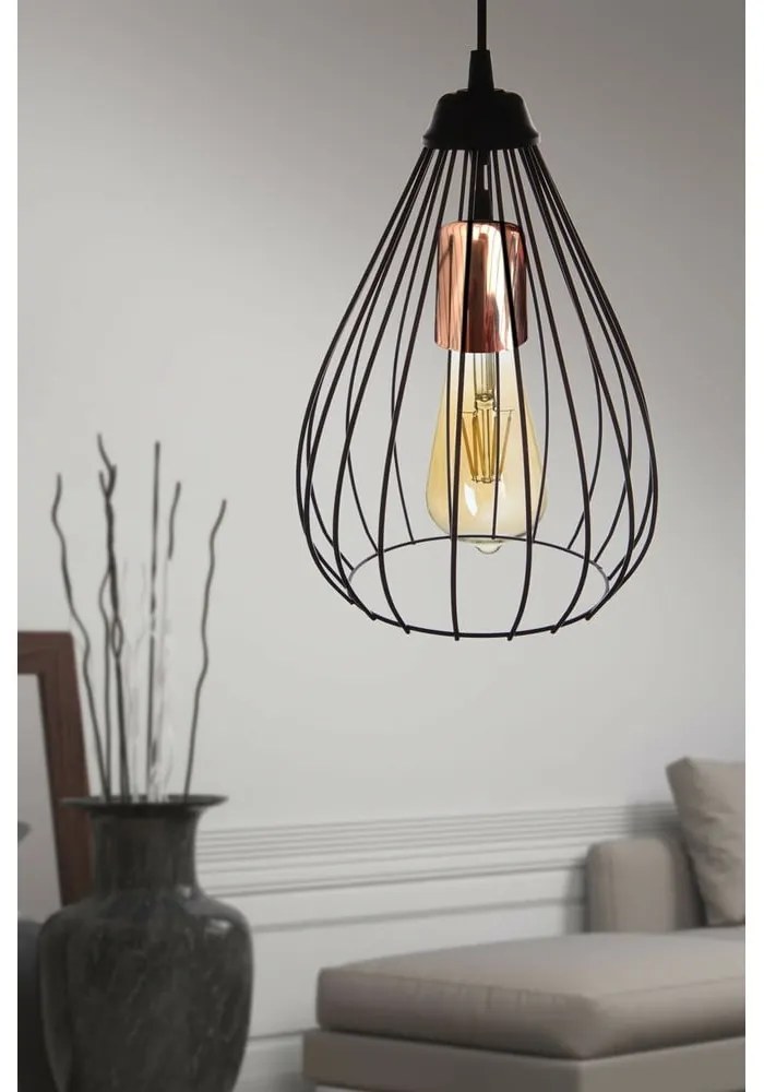 Fekete függőlámpa fém búrával ø 24 cm – Opviq lights