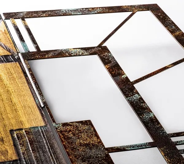 Falióra 49x58 cm, 1xAA, fa/fém kivitelben