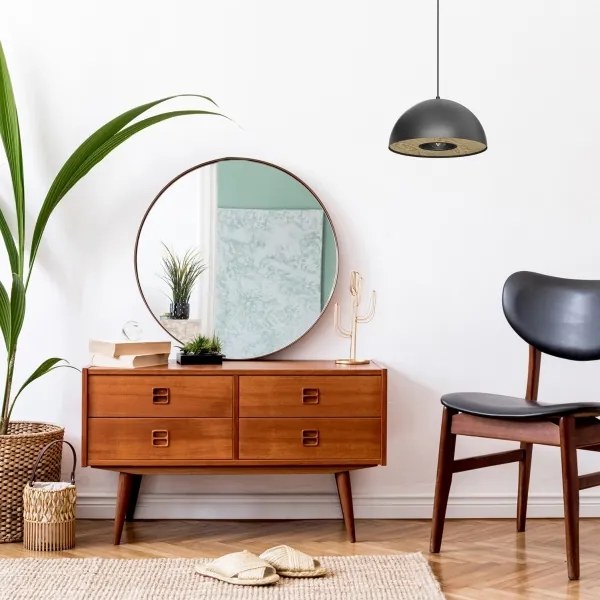 Csillár zsinóron ELGUND 1xE27/15W/230V átm. 35 cm fekete