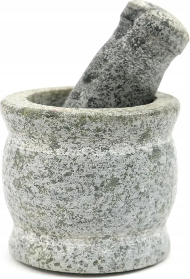 Gránit Mozsár Szürke Zöld 8cm Zúzóval