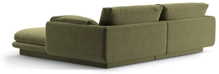 Világoszöld bársony sarokkanapé (bal oldali-heverő résszel) Torino – Micadoni