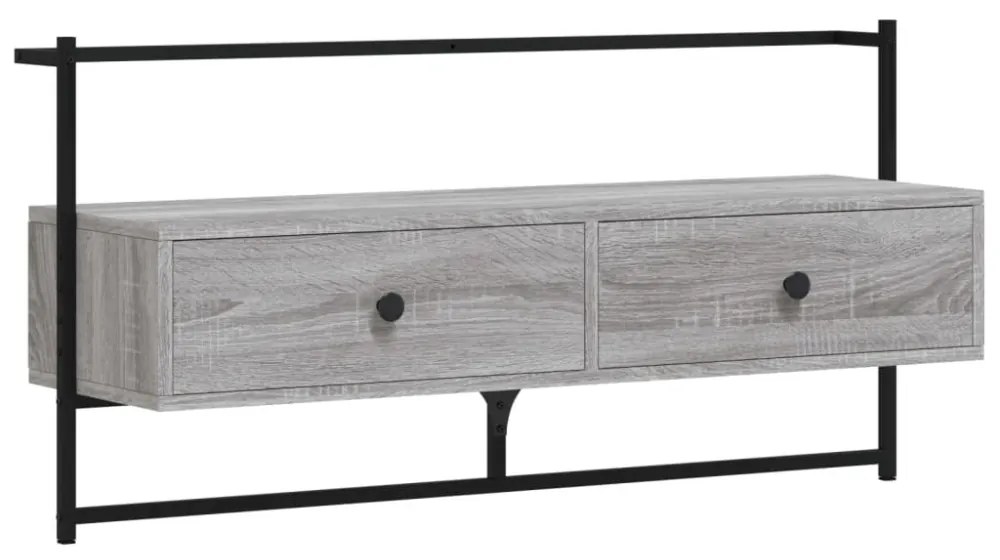 szürke sonoma színű szerelt fa fali TV szekrény 100,5x30x51 cm