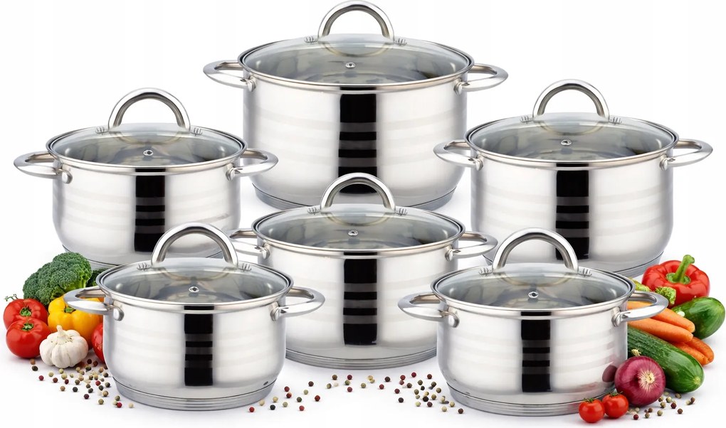 Rozsdamentes acél indukciós edénykészlet 12 részes