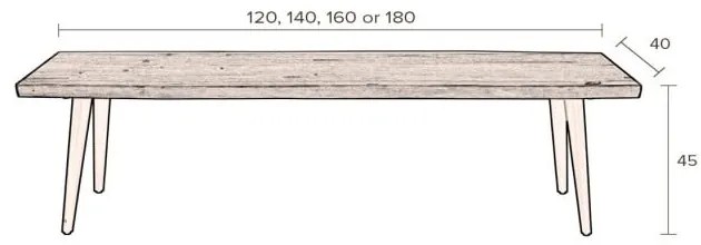 Alagon pad fekete acél lábakkal, hosszúság 180 cm - Dutchbone
