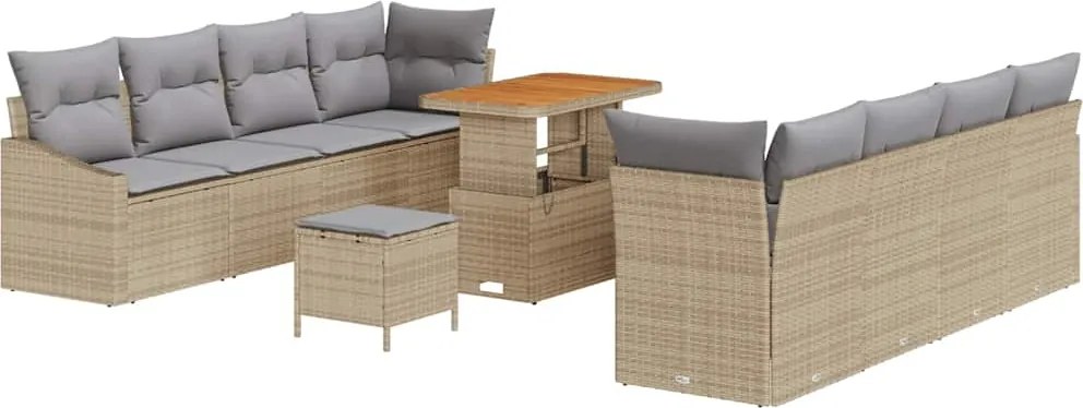 vidaXL Kerti Kanapé Szett párnával 11 pcs Beige és Világosszürke