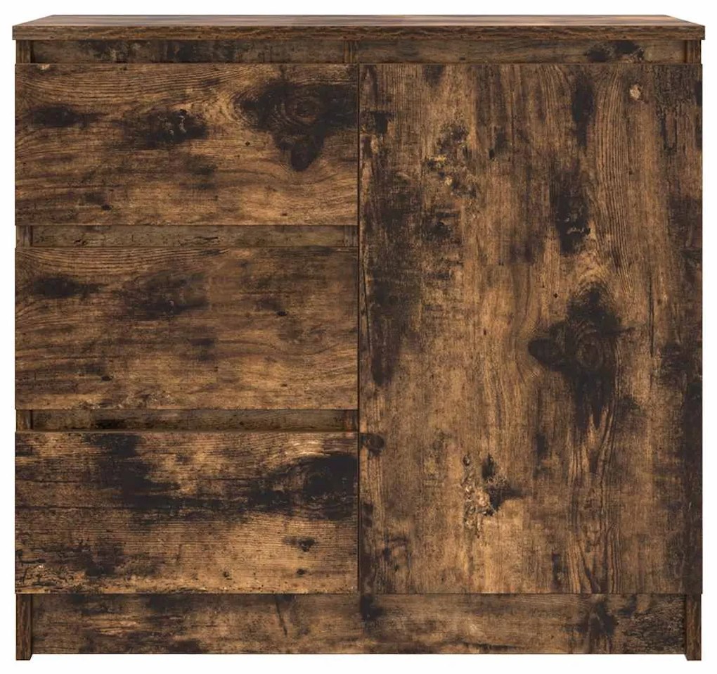füstölt tölgy szerelt fa tálalószekrény fiókos 71x35x65 cm