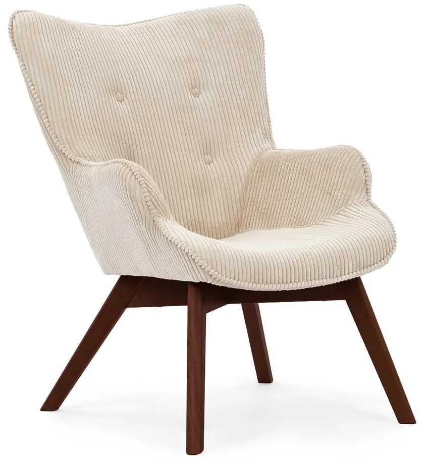 Bézs kordbársony fotel lábtartóval Niko – Ropez