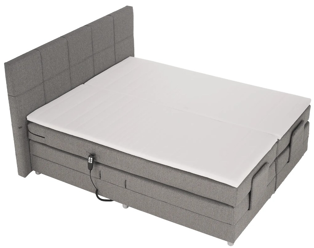 Elektromos állítható ágy, boxspring, szürke, 160x200, MURKO NEW