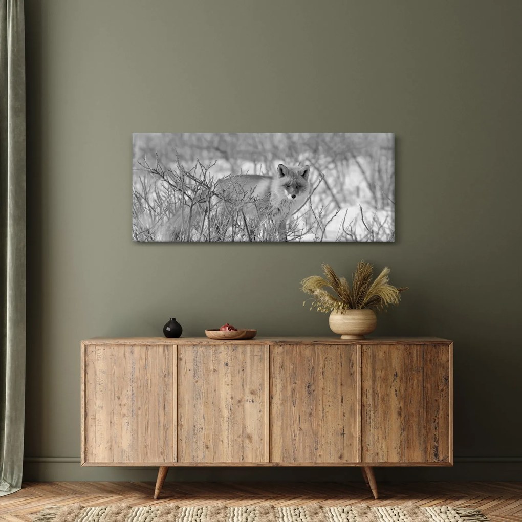 Kép - Róka, fekete, fehér (120x50 cm)