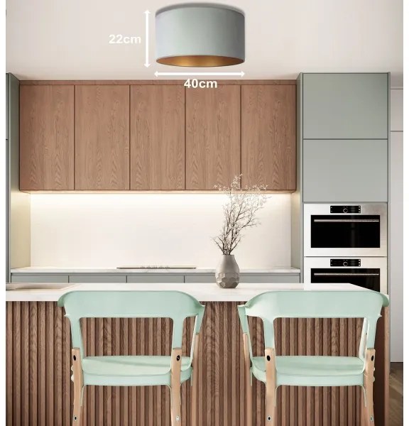 Duolla - Mennyezeti lámpa ROLLER 1xE27/15W/230V á. 40 cm világoszöld/arany