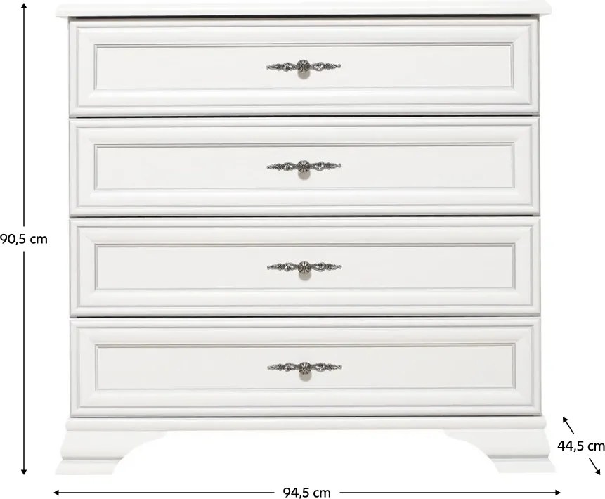 Komód, alpesi fehér, KENTAK KOM4S