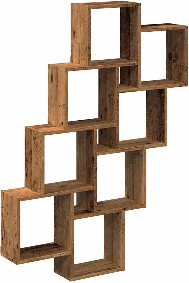 vidaXL antik fa színű szerelt fa fali kocka polcok 90x15x119,5 cm