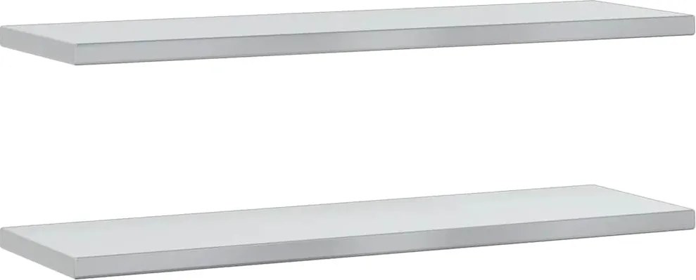 vidaXL 2 db ezüstszínű rozsdamentes acél fali polc 100 x 30 x 3 cm
