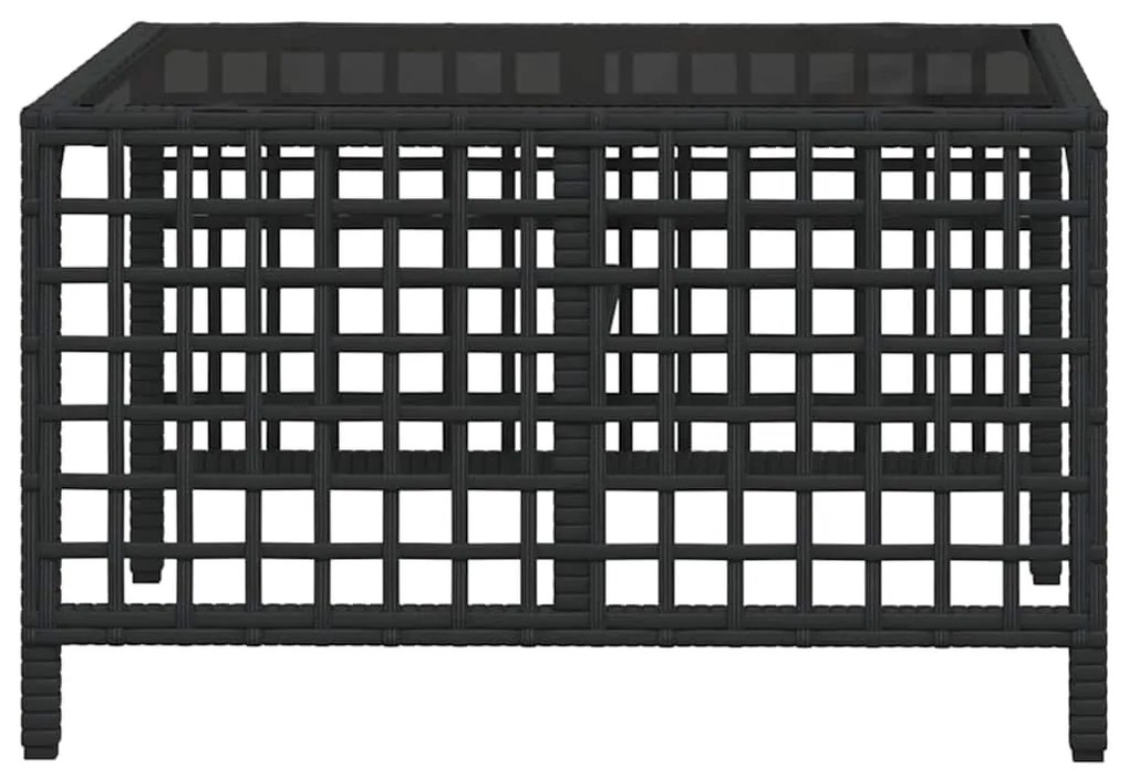 3 részes fekete polyrattan kerti sarokkanapé garnitúra párnával