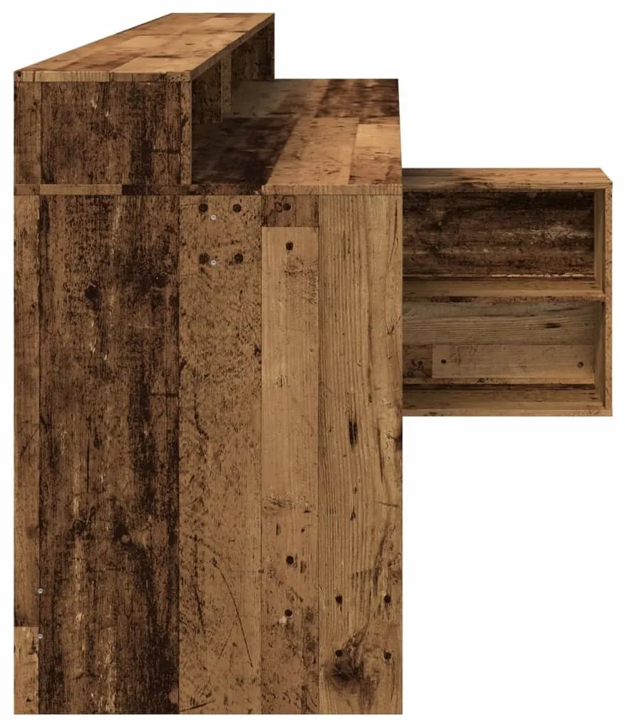 antik fa színű szerelt fa íróasztal LED-ekkel 200 x 104 x 91 cm
