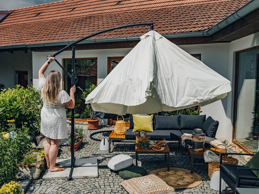 LEVI összecsukható kerti napernyő 300 cm, bézs + ingyenes csomagolás