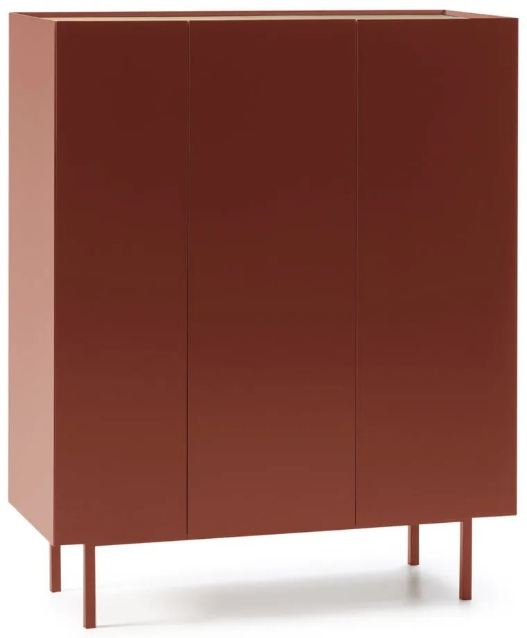 Piros magas komód tölgyfa dekorral 95x120 cm Arista – Teulat