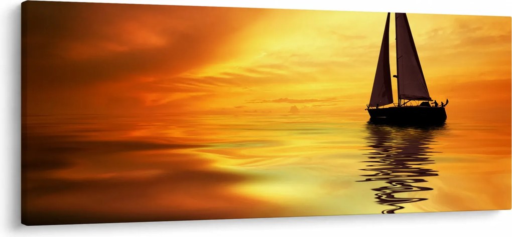 Kép - Vitorlás naplementében (120x50 cm)