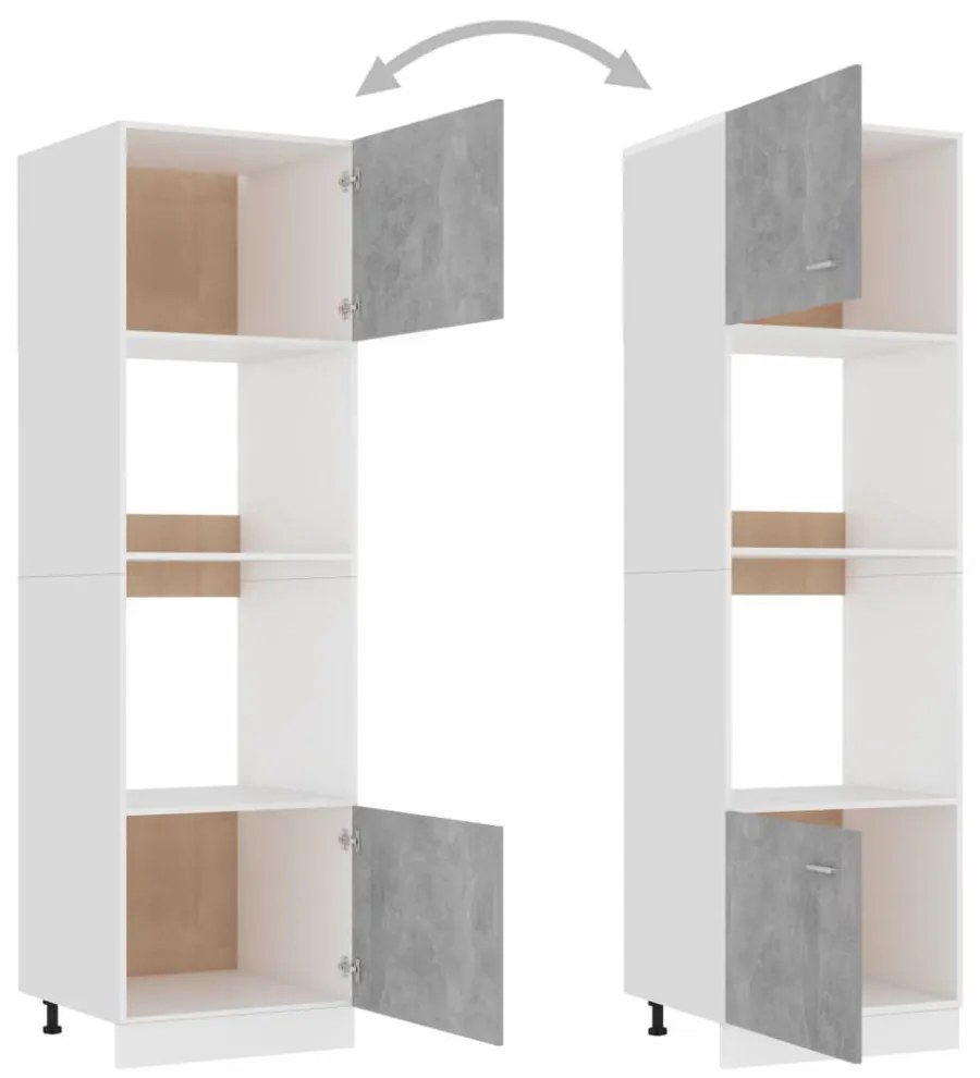 betonszürke szerelt fa mikrohullámú sütő szekrény 60x57x207 cm