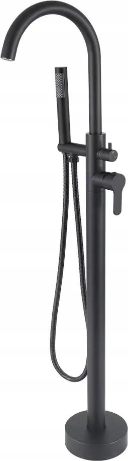 Kádtöltő csaptelep szabadonálló Wezer EKO19A-09-BLACK zuhanyszettel