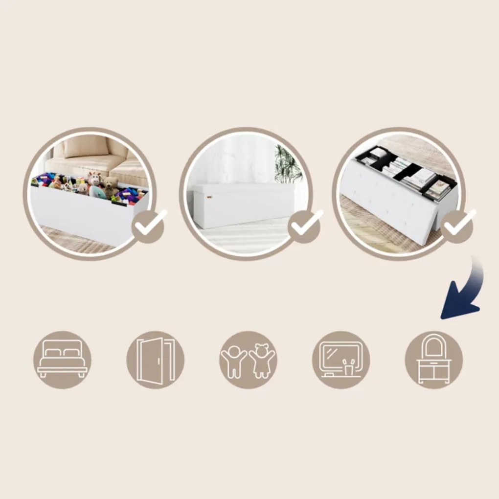 BELLA tárolós puff, 115x40x40cm, fehér Casaria