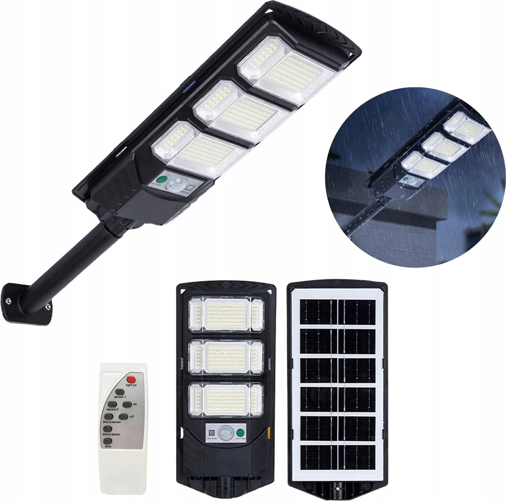 IP65 Napelemes Fali Lámpa Kertbe Mozgásérzékelővel Vízálló Fekete