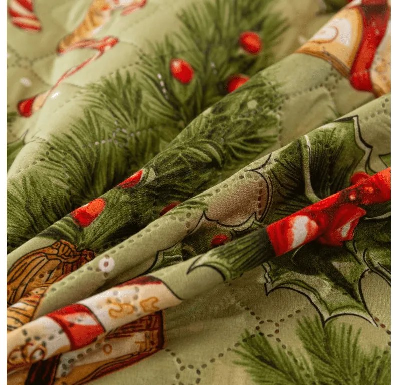 Ágytakaró mintával CHRISTMAS PRESENTS, zöld Méret: 170 x 210 cm