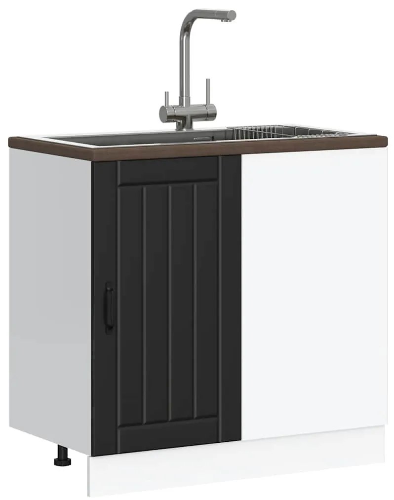 fekete, műfa konyhaszekrény „Lucca”