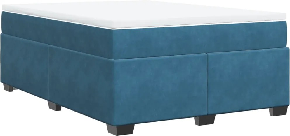 vidaXL sötétkék bársony rugós ágy matraccal 140x190 cm