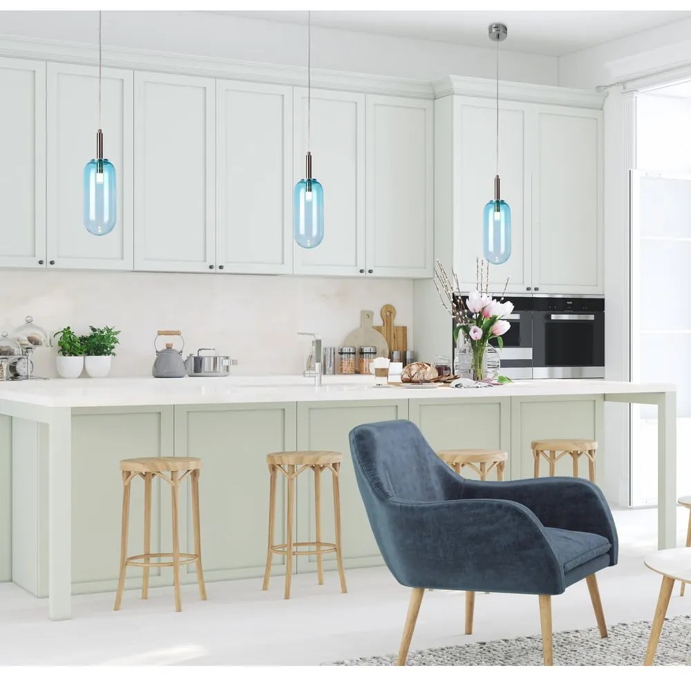 Kék LED függőlámpa üveg búrával ø 13 cm Fiuggi – Candellux Lighting