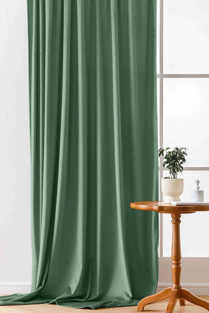 VELVET menta sötétítő függöny 140x250 cm (2 db), fém karikákkal