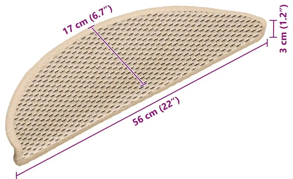 15 db szizál hatású berber öntapadó lépcsőszőnyeg 56x17x3 cm