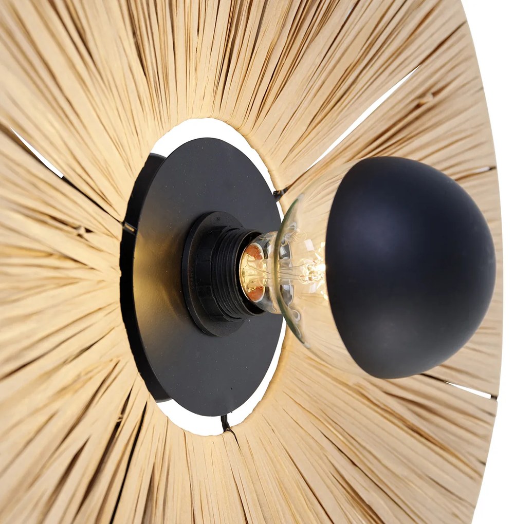 Rusztikus fali lámpa fekete kötéllel 45 cm - Leia