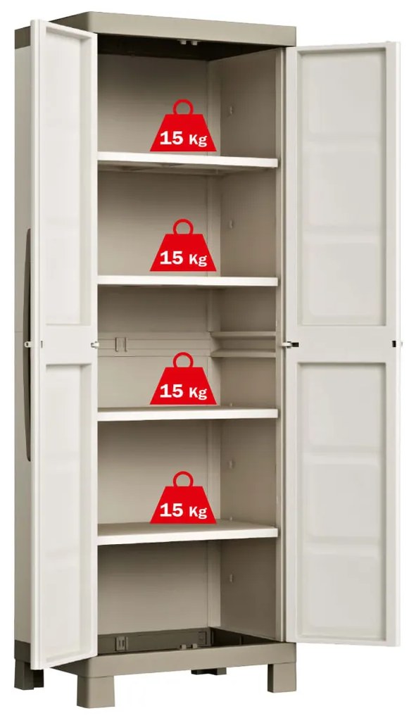 Keter Excellence bézs és tópszínű tárolószekrény polcokkal 182 cm