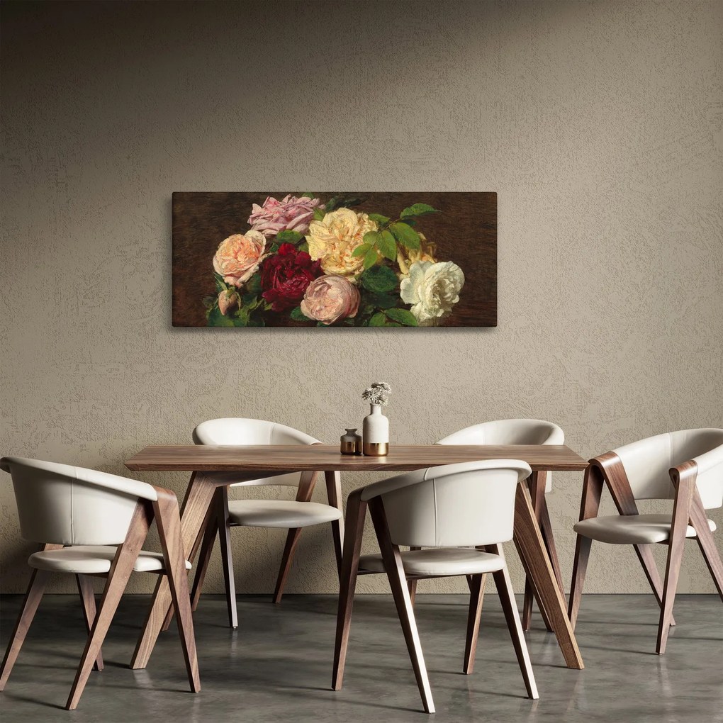 Kép - Henri Fantin-Latour, Roses de Nice on a Table, reprodukciók (120x50 cm)