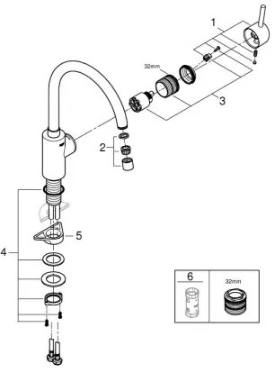 GROHE 32661003 - CONCETTO mosogató csaptelep, fényes króm