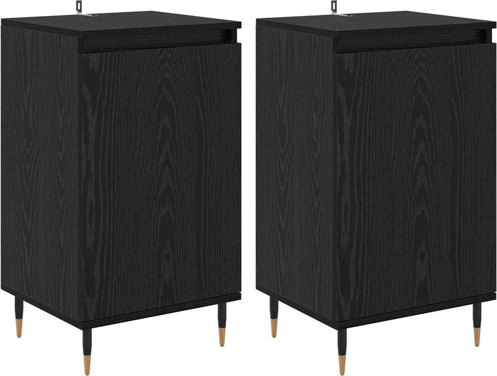 vidaXL Széf 2 pcs Fekete tölgy 40 x 35 x 70 cm Műszaki fa és vas