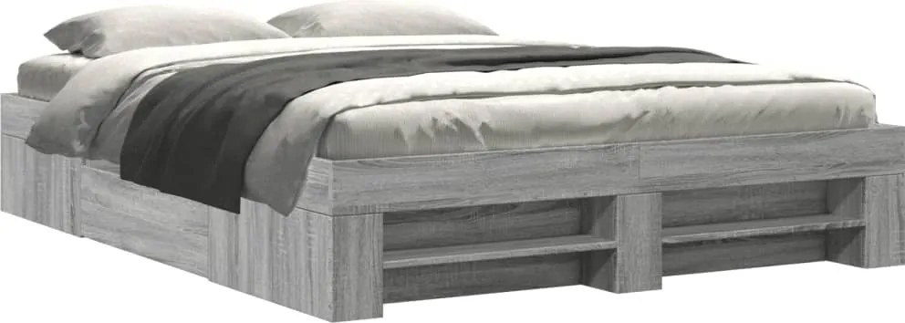 vidaXL szürke sonoma színű szerelt fa ágykeret matrac nélkül 160x200cm